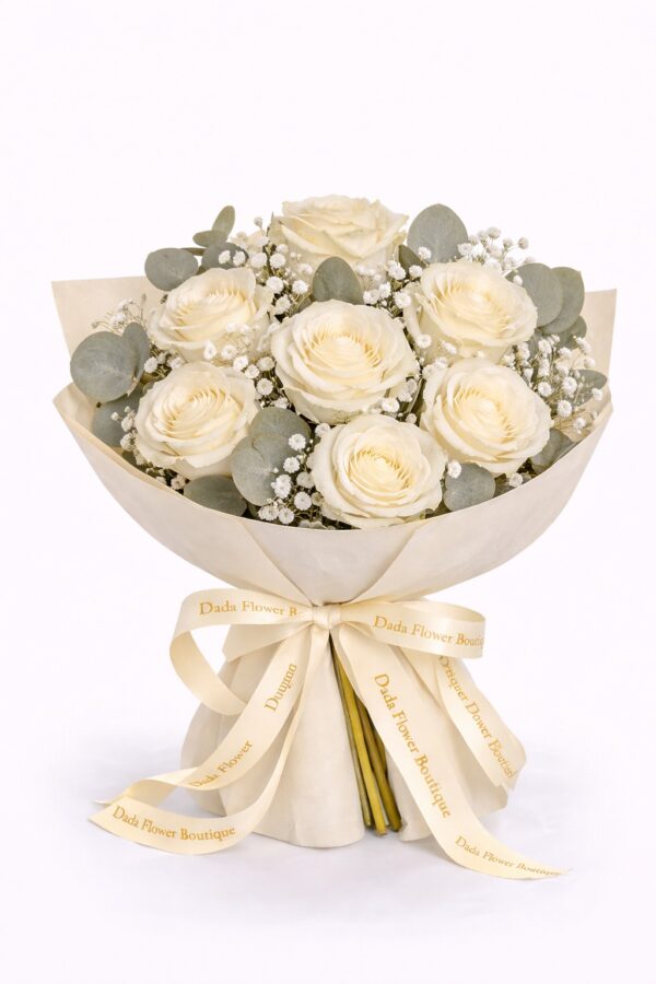 buchet trandafiri albi