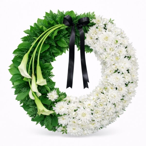 coroana funerara alb-verde