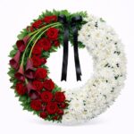 coroana funerara rosu-alb